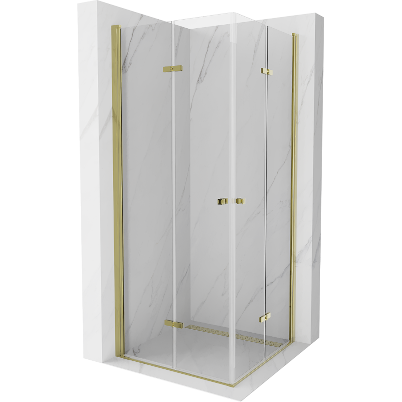 Mexen Lima Duo cabine de douche pliante 70 x 70 cm, transparent, or - 856-070-070-50-00-02