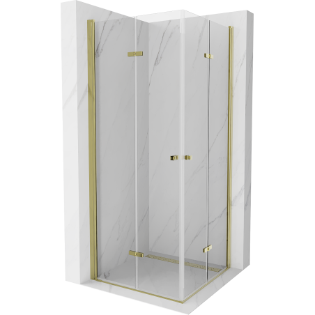 Mexen Lima Duo cabine de douche pliante 70 x 70 cm, transparent, or - 856-070-070-50-00-02