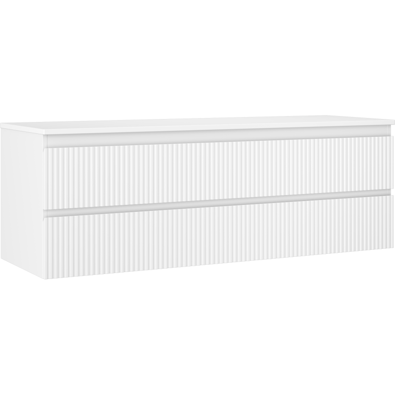 Mexen Rivel meuble de salle de bain sous lavabo 140 cm avec plateau, 2 tiroirs, rainuré, blanc mat - 91A20-14047-2-BFFC01