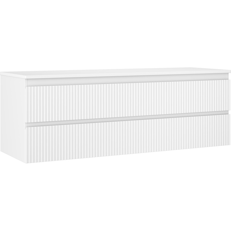 Mexen Rivel Meuble de salle de bains 140 cm avec plan de travail, 2 tiroirs, rainuré, blanc mat - 91A20-14047-2-BFFC01
