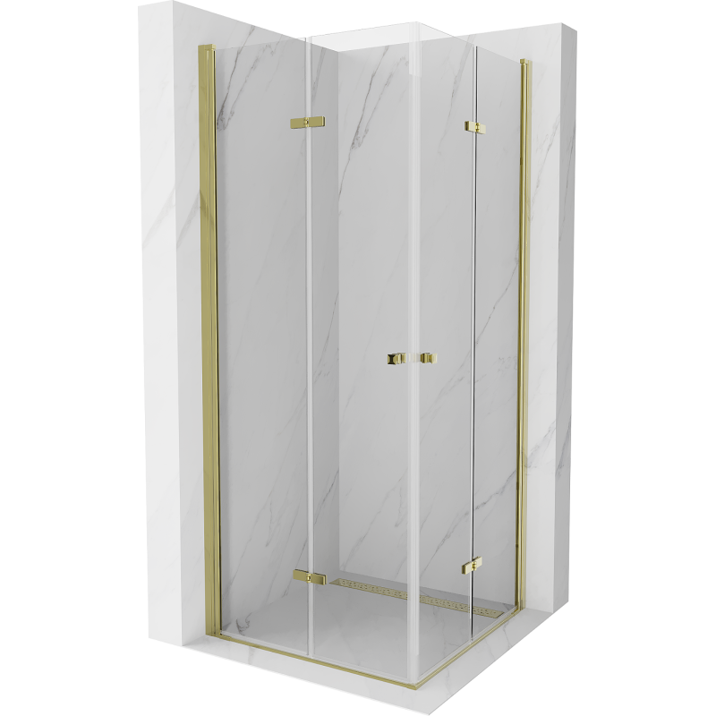 Mexen Lima Double cabine de douche pliante 80 x 80 cm, transparent, or - 856-080-080-50-00-02