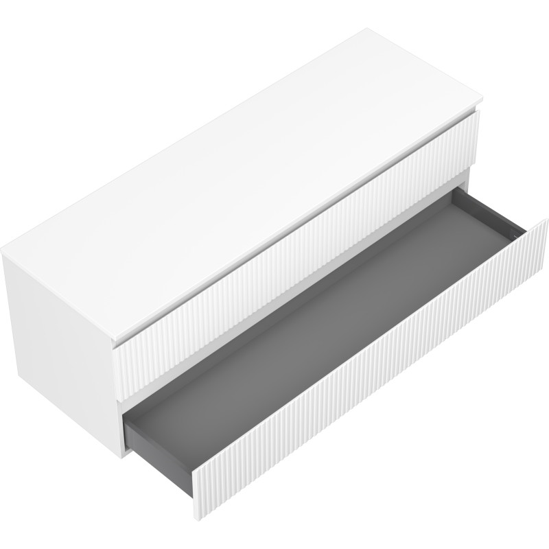 Mexen Rivel Meuble de salle de bains 140 cm avec plan de travail, 2 tiroirs, rainuré, blanc mat - 91A20-14047-2-BFFC01