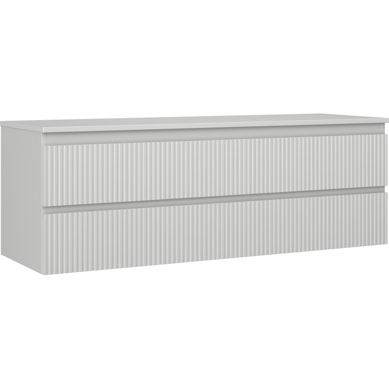 Mexen Rivel meuble de salle de bains sous lavabo 140 cm avec plan, 2 tiroirs, rainuré, gris mat - 91A20-14047-2-BFFC62