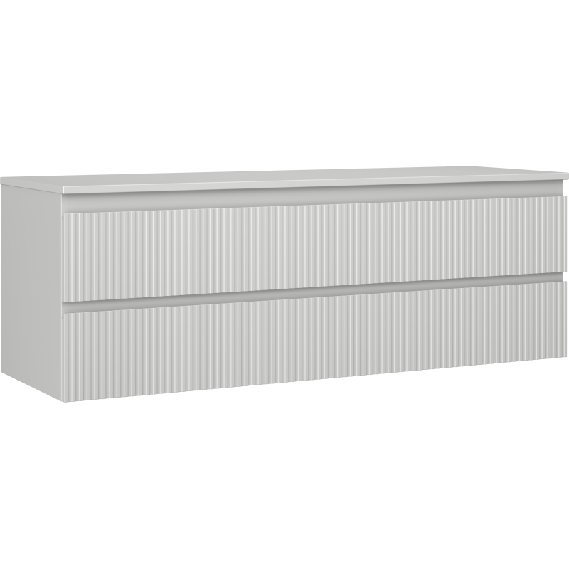 Mexen Rivel meuble de salle de bains sous-lavabo 140 cm avec plateau, 2 tiroirs, rainuré, gris mat - 91A20-14047-2-BFFC62