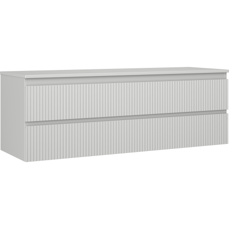 Mexen Rivel meuble de salle de bains sous-lavabo 140 cm avec plateau, 2 tiroirs, rainuré, gris mat - 91A20-14047-2-BFFC62