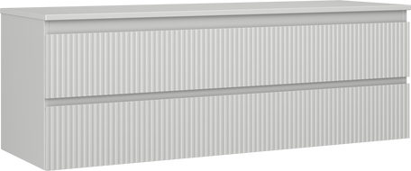 Mexen Rivel meuble de salle de bain sous vasque 140 cm avec plateau, 2 tiroirs, rainuré, gris mat - 91A20-14047-2-BFFC62
