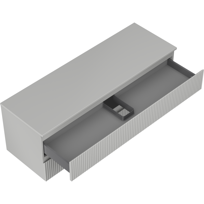 Mexen Rivel meuble de salle de bains sous-lavabo 140 cm avec plateau, 2 tiroirs, rainuré, gris mat - 91A20-14047-2-BFFC62