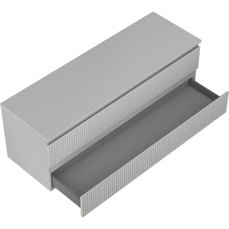 Mexen Rivel meuble de salle de bains sous lavabo 140 cm avec plan, 2 tiroirs, rainuré, gris mat - 91A20-14047-2-BFFC62