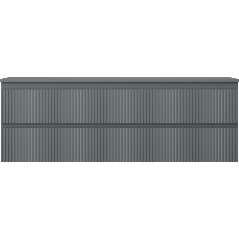 Mexen Rivel meuble de salle de bain sous-vasque 140 cm avec plateau, 2 tiroirs, rainuré, graphite mat - 91A20-14047-2-BFFC66