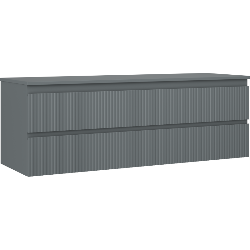 Mexen Rivel meuble de salle de bain sous-vasque 140 cm avec plateau, 2 tiroirs, rainuré, graphite mat - 91A20-14047-2-BFFC66