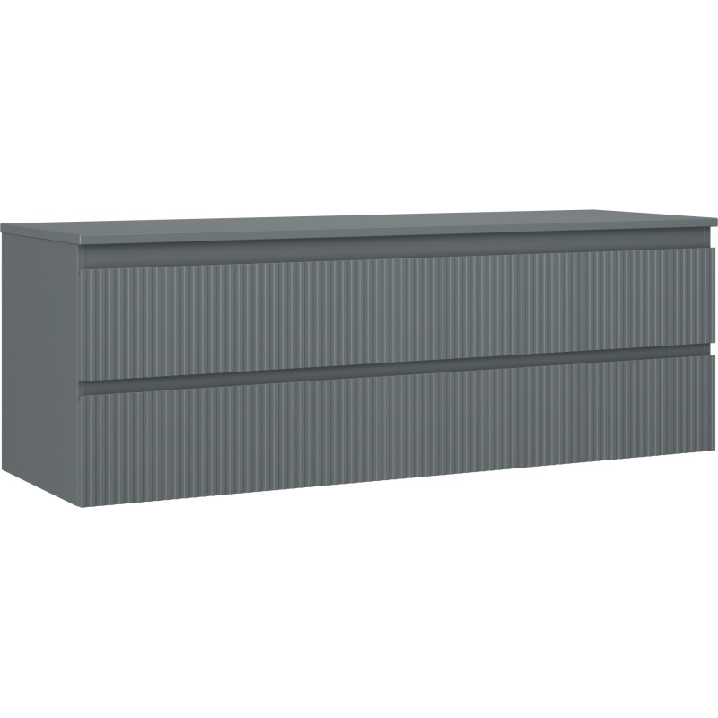 Mexen Rivel meuble de salle de bains sous vasque 140 cm avec plateau, 2 tiroirs, rainuré, graphite mat - 91A20-14047-2-BFFC66