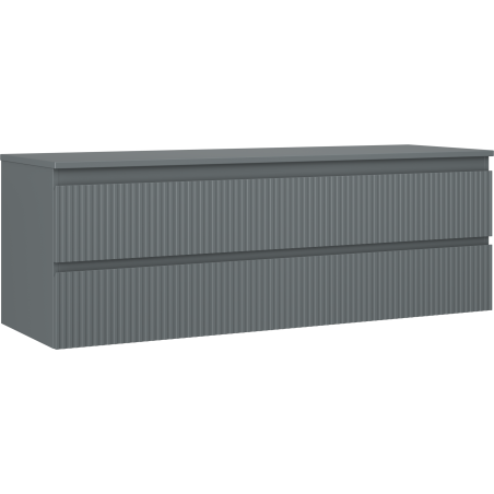 Mexen Rivel meuble de salle de bain sous-vasque 140 cm avec plateau, 2 tiroirs, rainuré, graphite mat - 91A20-14047-2-BFFC66