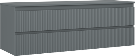 Mexen Rivel meuble de salle de bain sous-vasque 140 cm avec plateau, 2 tiroirs, rainuré, graphite mat - 91A20-14047-2-BFFC66