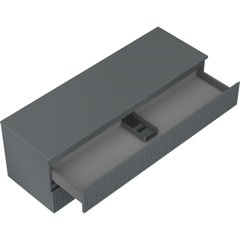 Mexen Rivel meuble de salle de bain sous-vasque 140 cm avec plateau, 2 tiroirs, rainuré, graphite mat - 91A20-14047-2-BFFC66