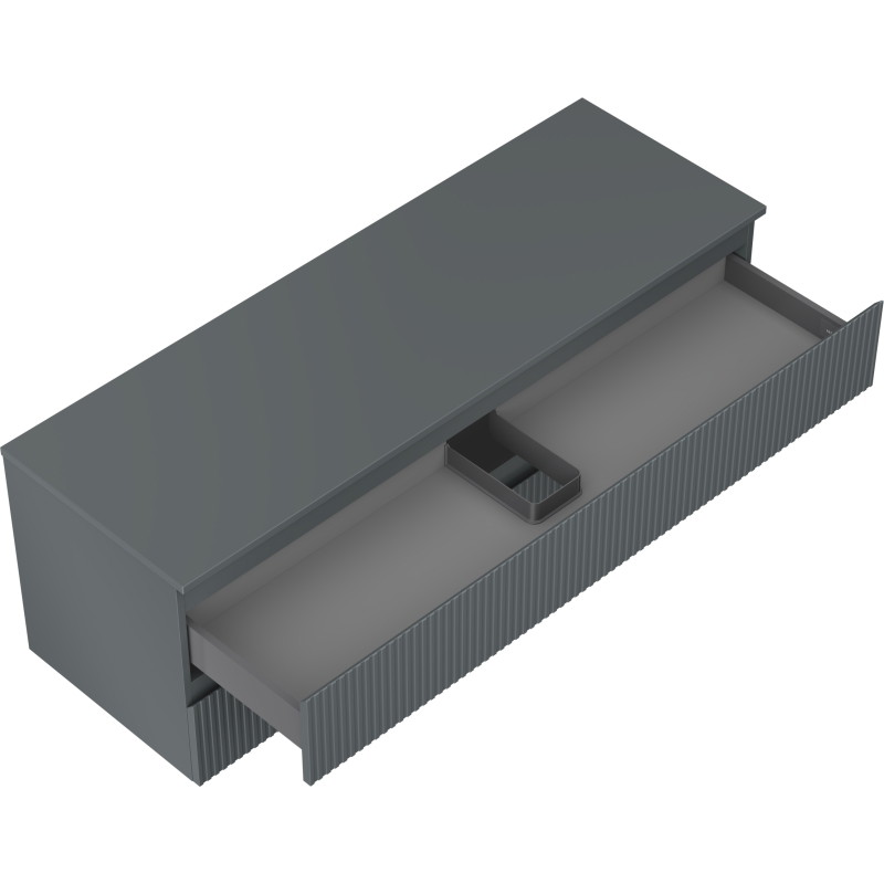 Mexen Rivel meuble de salle de bains sous vasque 140 cm avec plateau, 2 tiroirs, rainuré, graphite mat - 91A20-14047-2-BFFC66