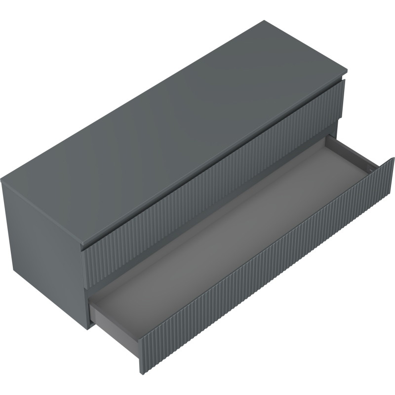 Mexen Rivel meuble de salle de bains sous vasque 140 cm avec plateau, 2 tiroirs, rainuré, graphite mat - 91A20-14047-2-BFFC66