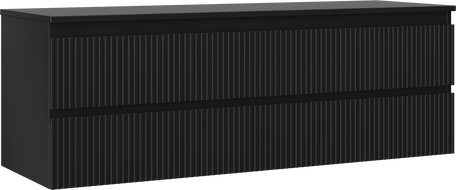 Mexen Rivel meuble de salle de bain sous-lavabo 140 cm avec plateau, 2 tiroirs, rainuré, noir mat - 91A20-14047-2-BFFC71