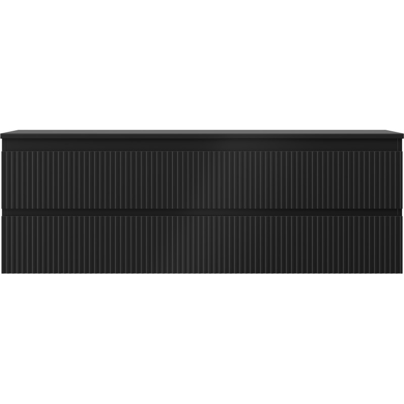 Mexen Rivel meuble de salle de bain sous-lavabo 140 cm avec plateau, 2 tiroirs, rainuré, noir mat - 91A20-14047-2-BFFC71