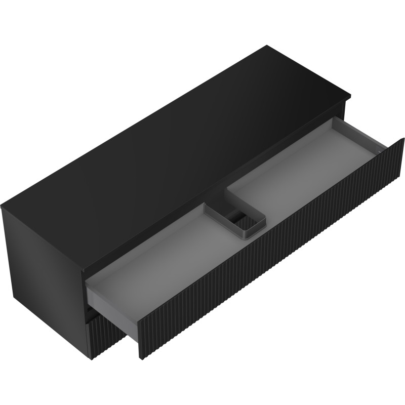 Mexen Rivel meuble de salle de bain sous-lavabo 140 cm avec plateau, 2 tiroirs, rainuré, noir mat - 91A20-14047-2-BFFC71