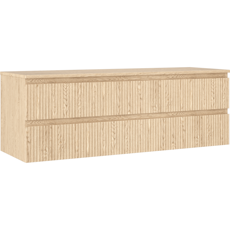 Mexen Rivel meuble de salle de bains sous-lavabo 140 cm avec plateau, 2 tiroirs, rainuré, chêne - 91A20-14047-2-BFFC81