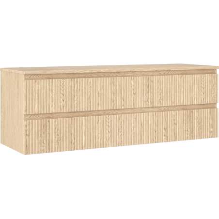 Meuble salle de bain Mexen Rivel sous vasque 140 cm avec plateau, 2 tiroirs, rainuré, chêne - 91A20-14047-2-BFFC81