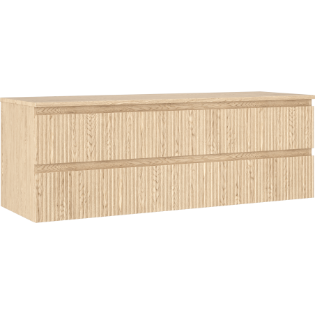 Mexen Rivel meuble de salle de bains sous-lavabo 140 cm avec plateau, 2 tiroirs, rainuré, chêne - 91A20-14047-2-BFFC81