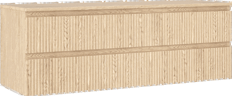 Mexen Rivel meuble de salle de bains sous-lavabo 140 cm avec plateau, 2 tiroirs, rainuré, chêne - 91A20-14047-2-BFFC81