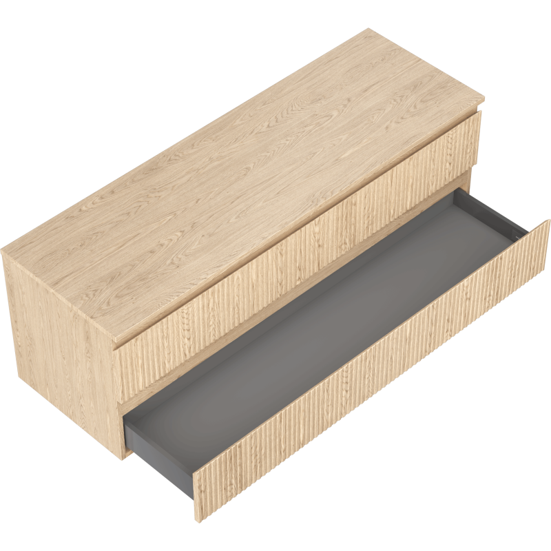 Mexen Rivel meuble de salle de bains sous-lavabo 140 cm avec plateau, 2 tiroirs, rainuré, chêne - 91A20-14047-2-BFFC81