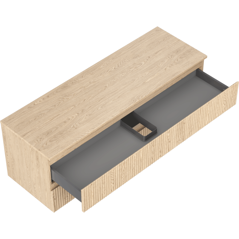Mexen Rivel meuble de salle de bains sous-lavabo 140 cm avec plateau, 2 tiroirs, rainuré, chêne - 91A20-14047-2-BFFC81