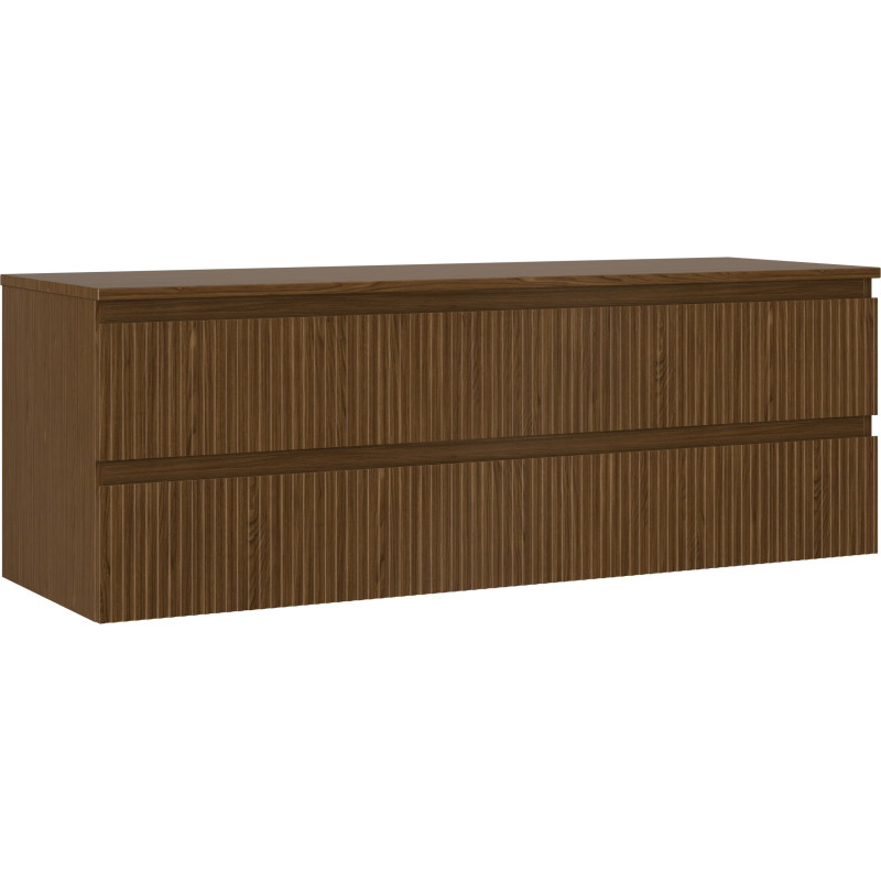 Mexen Rivel meuble de salle de bains sous-lavabo 140 cm avec plateau, 2 tiroirs, rainuré, noyer - 91A20-14047-2-BFFC86
