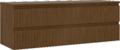 Mexen Rivel meuble de salle de bains sous-lavabo 140 cm avec plateau, 2 tiroirs, rainuré, noyer - 91A20-14047-2-BFFC86