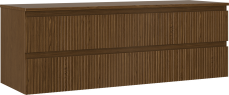 Mexen Rivel meuble de salle de bains sous vasque 140 cm avec plateau, 2 tiroirs, rainuré, noyer - 91A20-14047-2-BFFC86