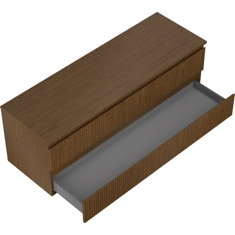 Mexen Rivel meuble de salle de bains sous-lavabo 140 cm avec plateau, 2 tiroirs, rainuré, noyer - 91A20-14047-2-BFFC86