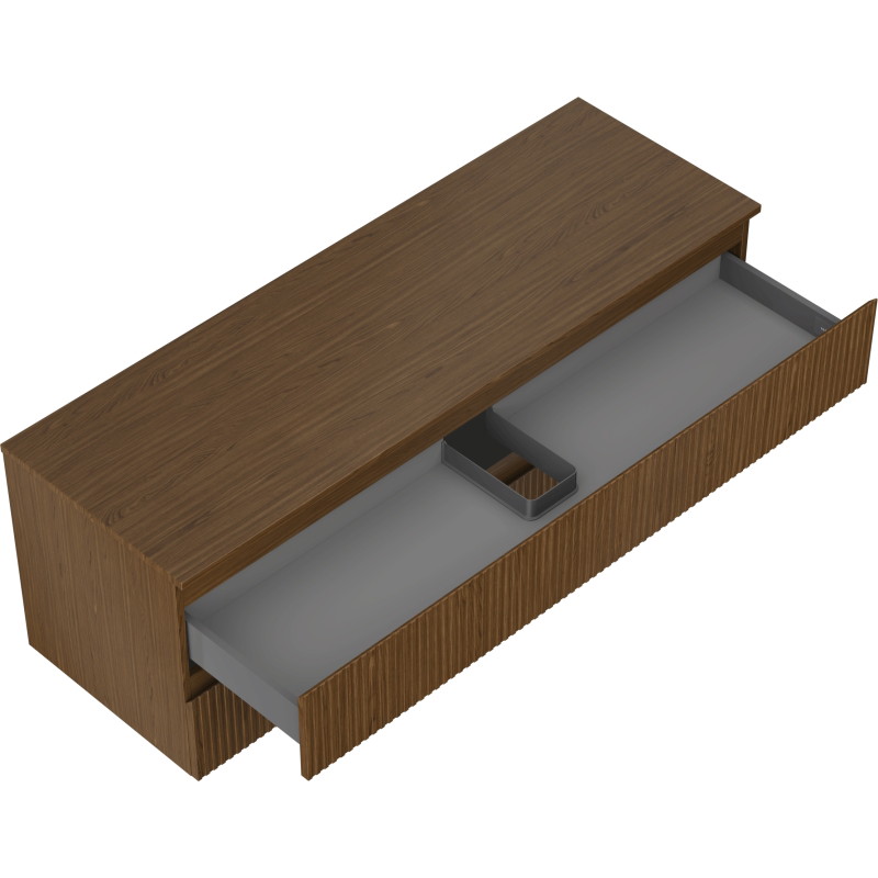 Mexen Rivel meuble de salle de bains sous-lavabo 140 cm avec plateau, 2 tiroirs, rainuré, noyer - 91A20-14047-2-BFFC86