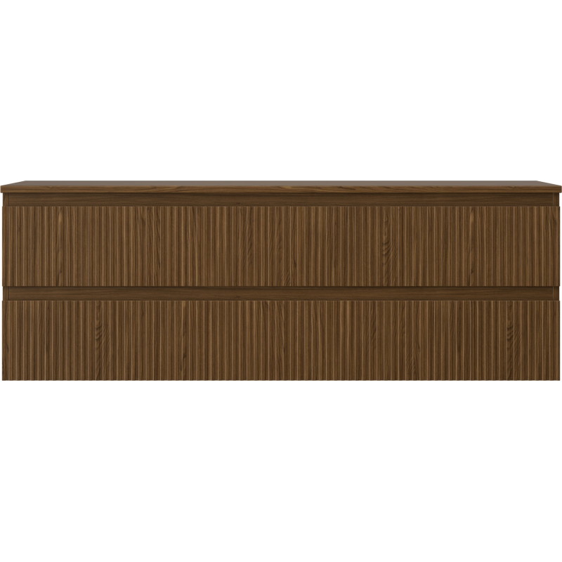 Mexen Rivel meuble de salle de bains sous-lavabo 140 cm avec plateau, 2 tiroirs, rainuré, noyer - 91A20-14047-2-BFFC86
