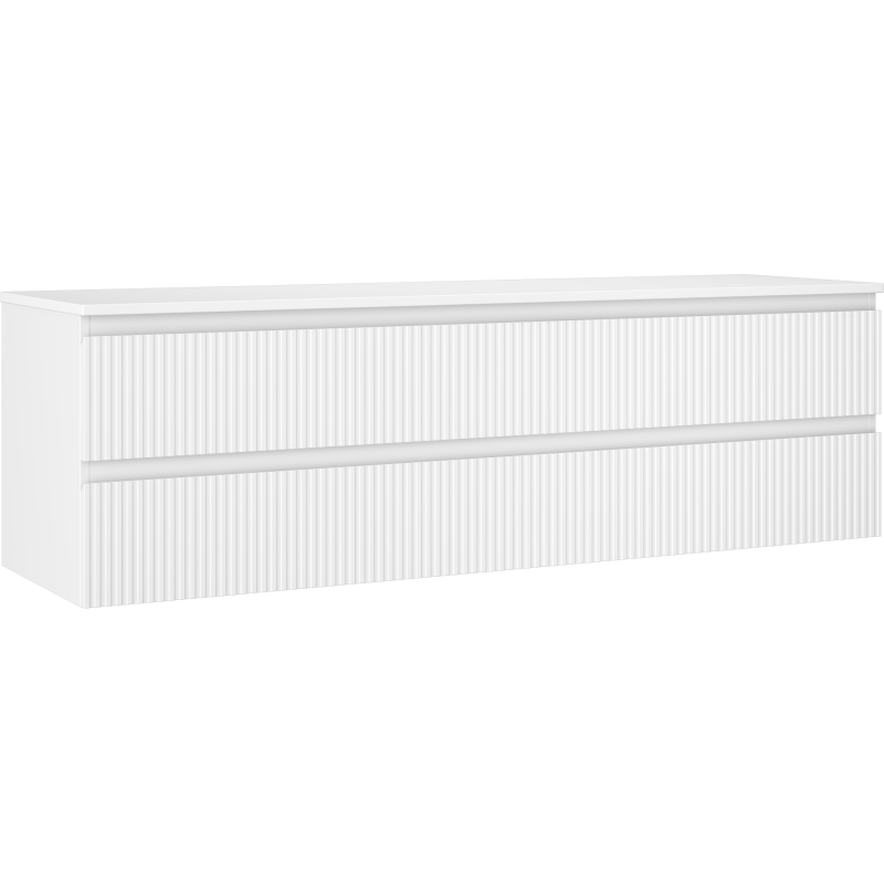 Mexen Rivel meuble de salle de bain sous lavabo 160 cm avec plateau, 2 tiroirs, rainuré, blanc mat - 91A20-16047-2-BFFC01