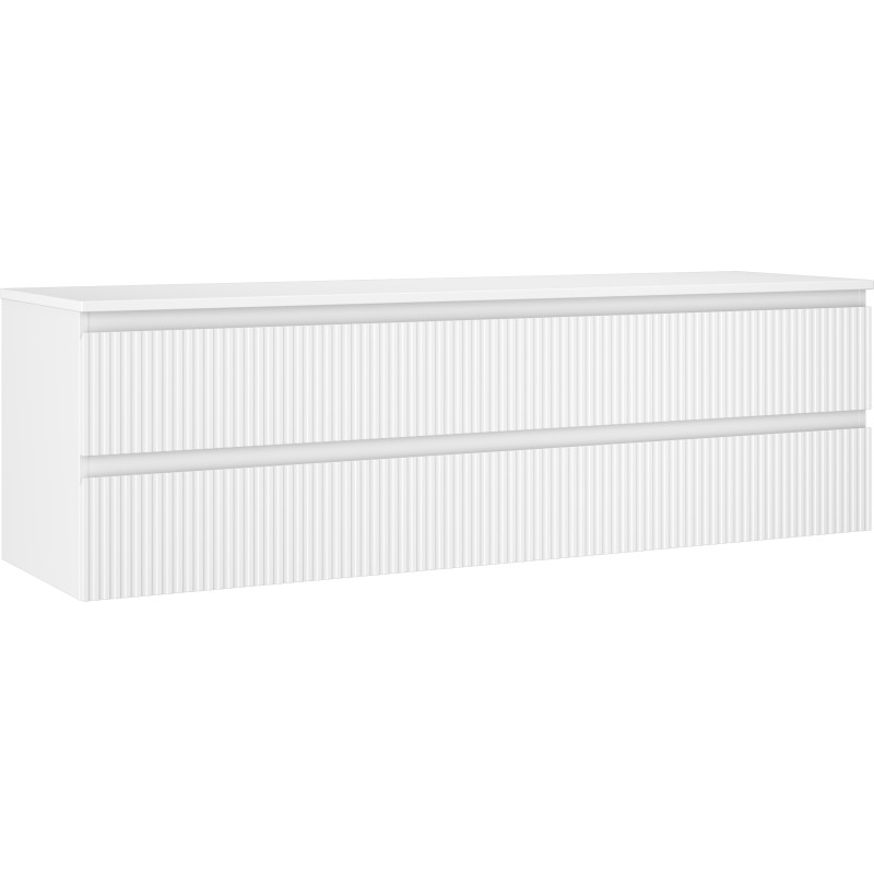 Mexen Rivel meuble sous-lavabo 160 cm avec plateau, 2 tiroirs, rainuré, blanc mat - 91A20-16047-2-BFFC01