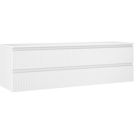 Mexen Rivel armoire de salle de bain sous lavabo 160 cm avec plateau, 2 tiroirs, rainurée, blanc mat - 91A20-16047-2-BFFC01