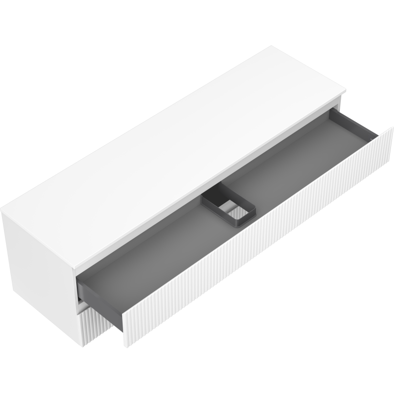 Mexen Rivel armoire de salle de bain sous lavabo 160 cm avec plateau, 2 tiroirs, rainurée, blanc mat - 91A20-16047-2-BFFC01