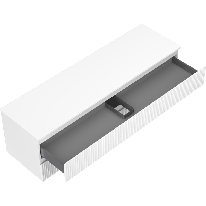 Mexen Rivel meuble sous-lavabo 160 cm avec plateau, 2 tiroirs, rainuré, blanc mat - 91A20-16047-2-BFFC01