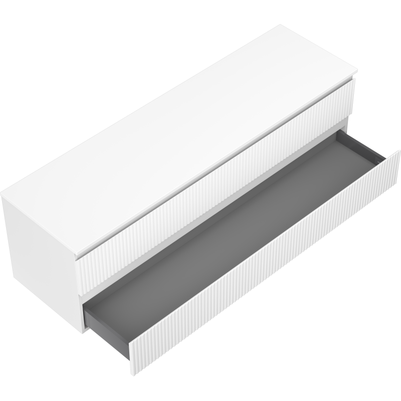 Mexen Rivel armoire de salle de bain sous lavabo 160 cm avec plateau, 2 tiroirs, rainurée, blanc mat - 91A20-16047-2-BFFC01