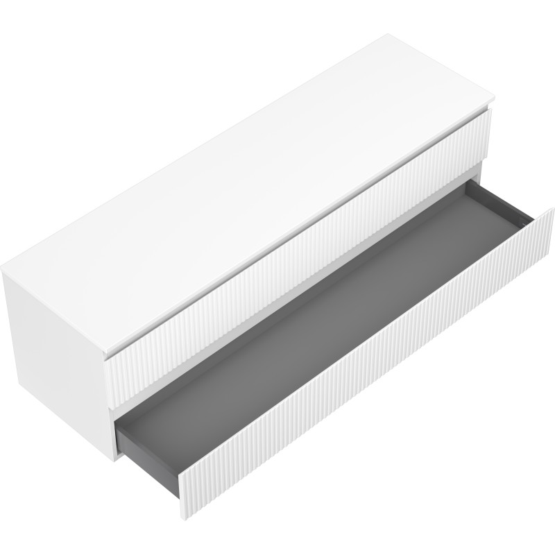 Mexen Rivel meuble sous-lavabo 160 cm avec plateau, 2 tiroirs, rainuré, blanc mat - 91A20-16047-2-BFFC01