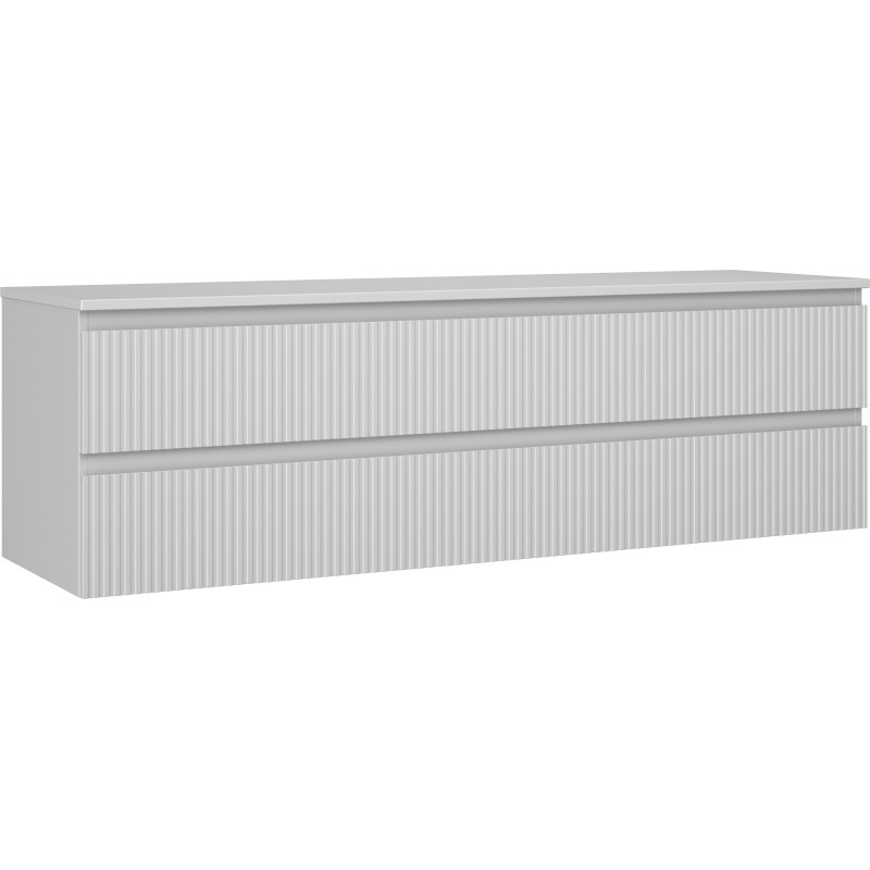 Mexen Rivel armoire de salle de bain sous lavabo 160 cm avec plateau, 2 tiroirs, rainurée, gris mat - 91A20-16047-2-BFFC62
