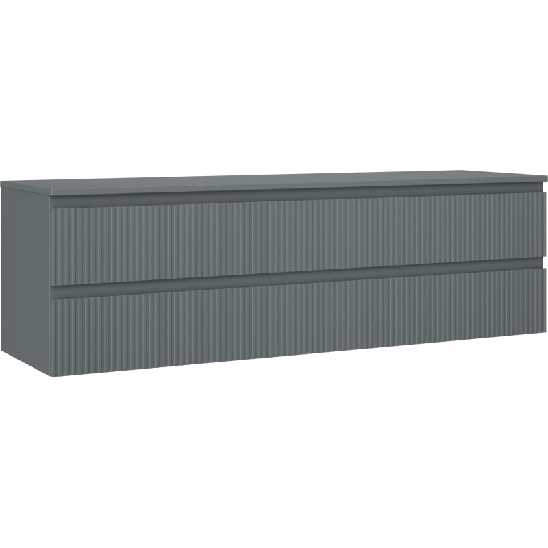Mexen Rivel meuble de salle de bain sous-lavabo 160 cm avec plateau, 2 tiroirs, rainuré, graphite mat - 91A20-16047-2-BFFC66