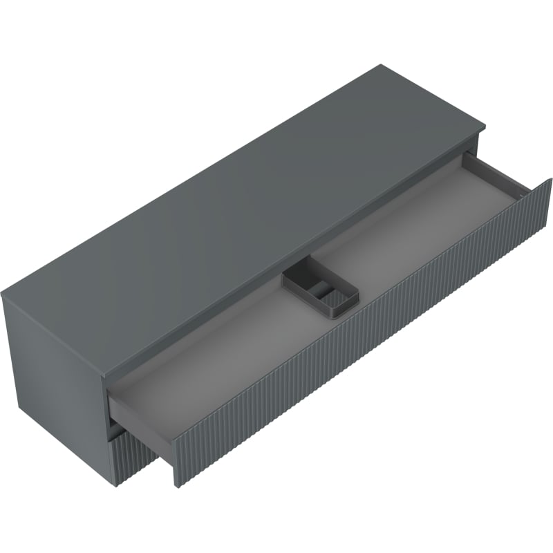 Mexen Rivel meuble de salle de bain sous-lavabo 160 cm avec plateau, 2 tiroirs, rainuré, graphite mat - 91A20-16047-2-BFFC66