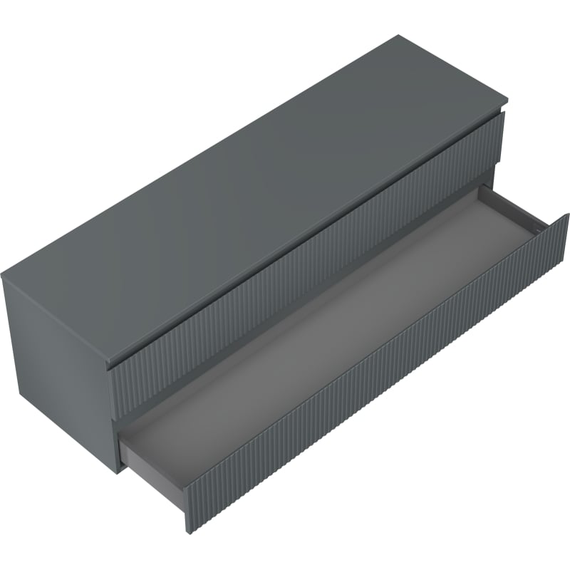 Mexen Rivel meuble de salle de bain sous-lavabo 160 cm avec plateau, 2 tiroirs, rainuré, graphite mat - 91A20-16047-2-BFFC66