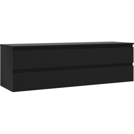Mexen Rivel meuble de salle de bains sous-vasque 160 cm avec plateau, 2 tiroirs, nervuré, noir mat - 91A20-16047-2-BFFC71