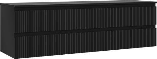 Mexen Rivel meuble de salle de bain sous lavabo 160 cm avec plateau, 2 tiroirs, cannelé, noir mat - 91A20-16047-2-BFFC71