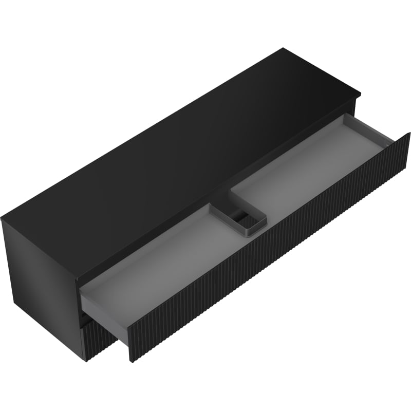 Mexen Rivel meuble de salle de bain sous lavabo 160 cm avec plateau, 2 tiroirs, cannelé, noir mat - 91A20-16047-2-BFFC71