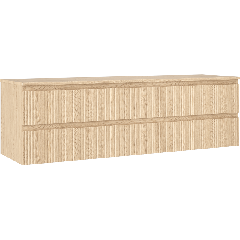 Mexen Rivel meuble de salle de bains 160 cm avec plateau, 2 tiroirs, rainuré, chêne - 91A20-16047-2-BFFC81